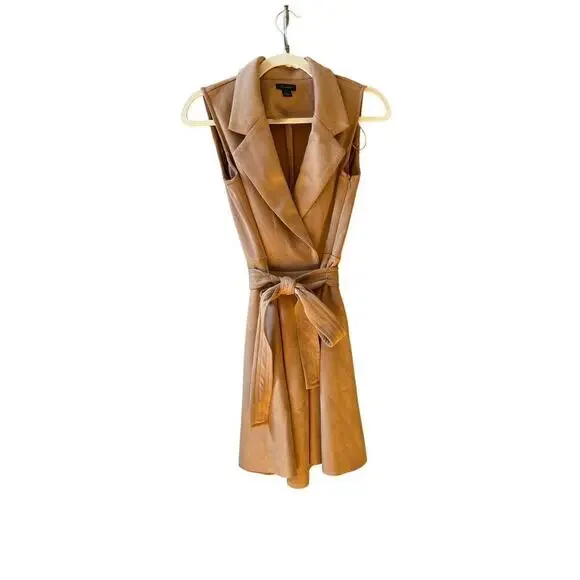 NEW Halogen belted tan faux suede tuxedo mini dress size XS - Picture 7 of 11